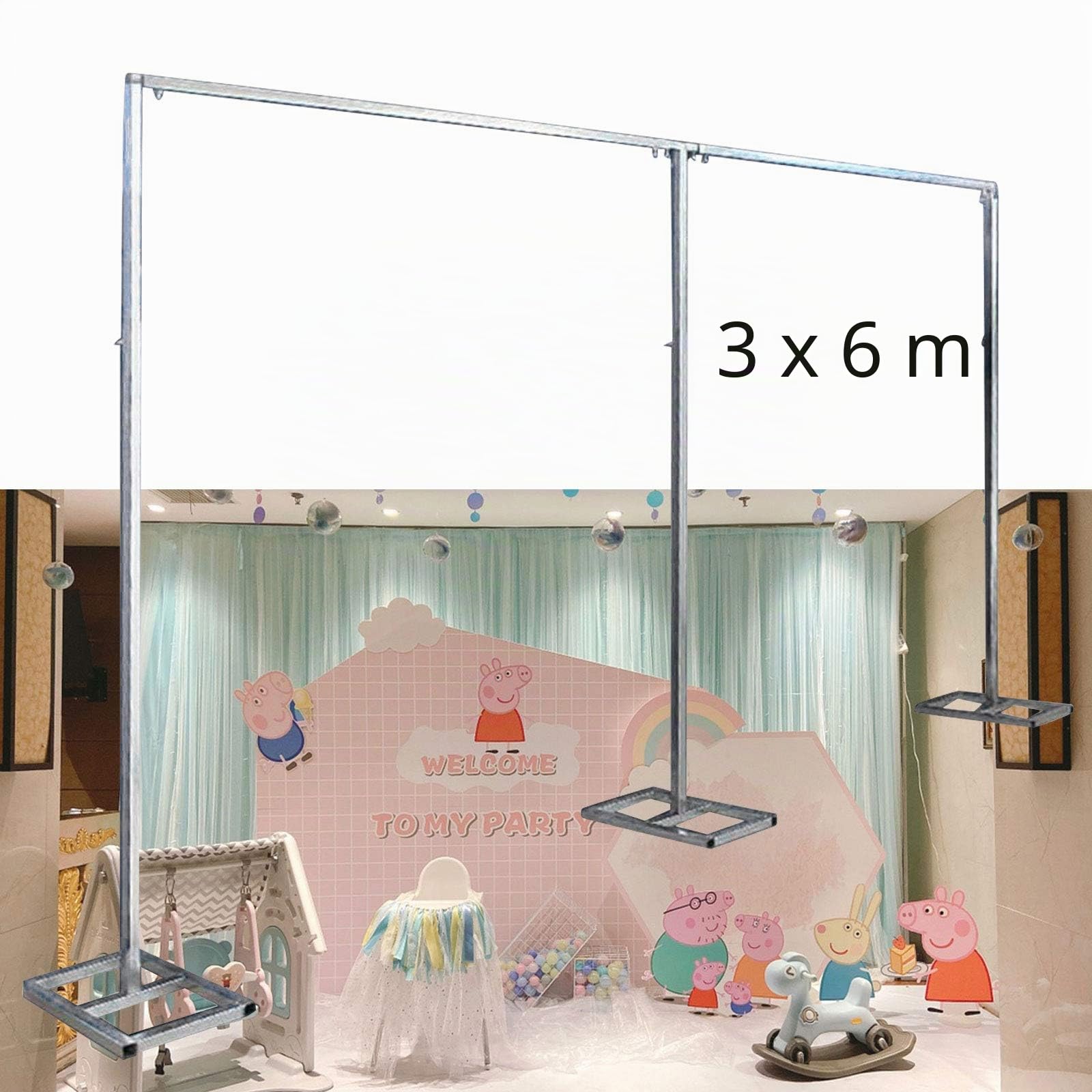 Hochzeitsbogen Hochzeitshalterung Hintergrund Edelstahl Quadratisch Blumenrahmen Background Geburtstag Fotografie Stage Party Dekor Gold 3x6m
