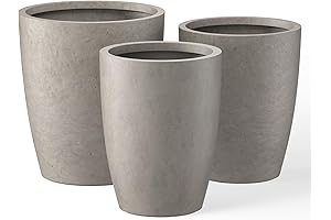 Kante Tall Round Concrete Planters: Modern Outdoor/Indoor Decor with Style and Functionality