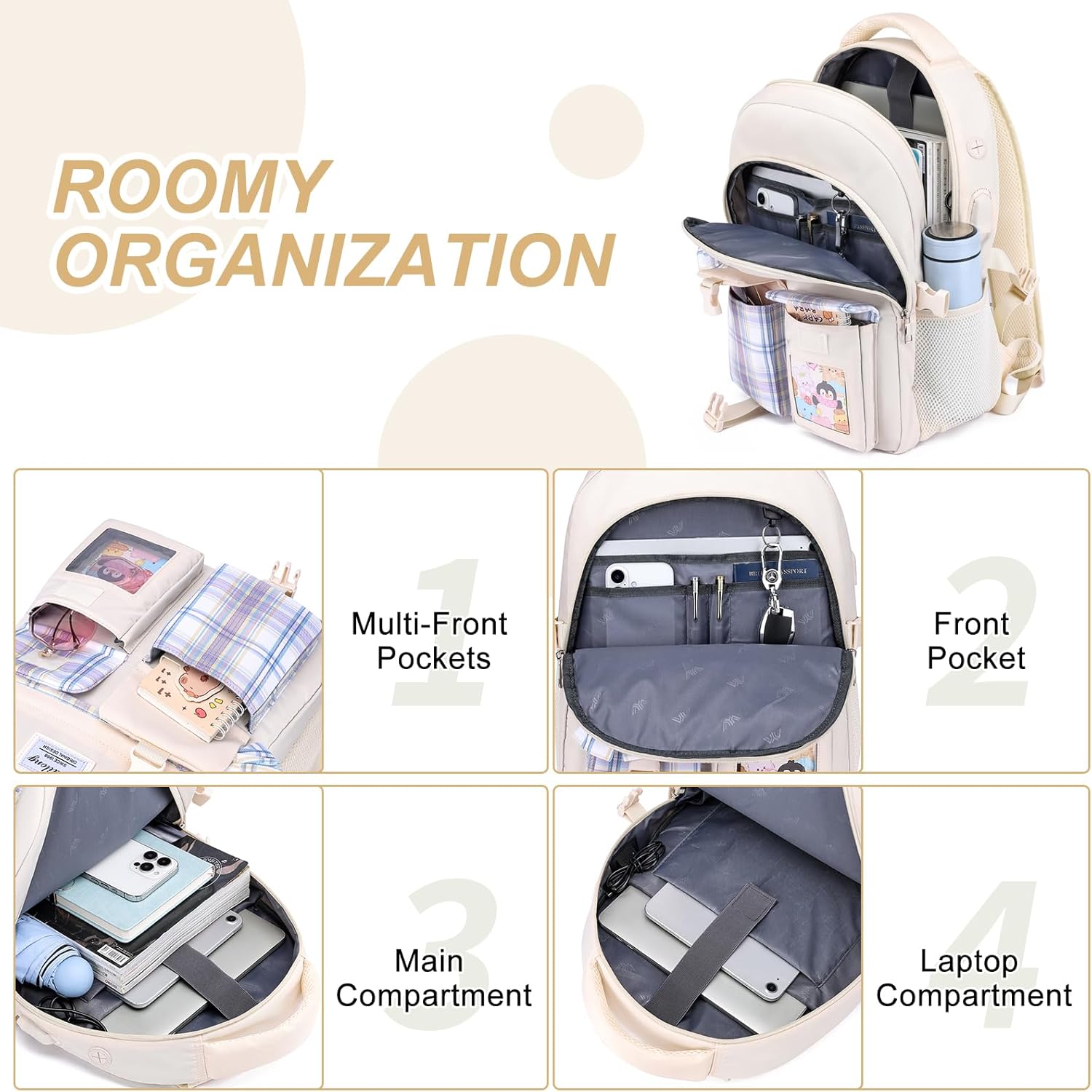 kadilong School Backpack for Teen Girls,Laptop Backpack Bookbag for Women in Middle High School,Mochila Escolar para Niñas