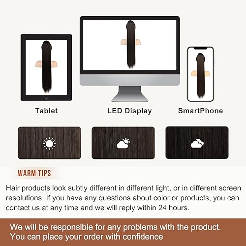 Miniatura 7 de Flufymooz Extensión de cola de caballo, cola de caballo recta de 30 pulgadas de largo, cola de caballo sintética, cola de caballo falsa, extensiones