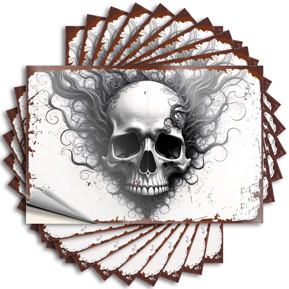 Stuff Bumper - Tiny Texas Bumper Skull with Swirling, Abstract Hair Design(6X9CM)