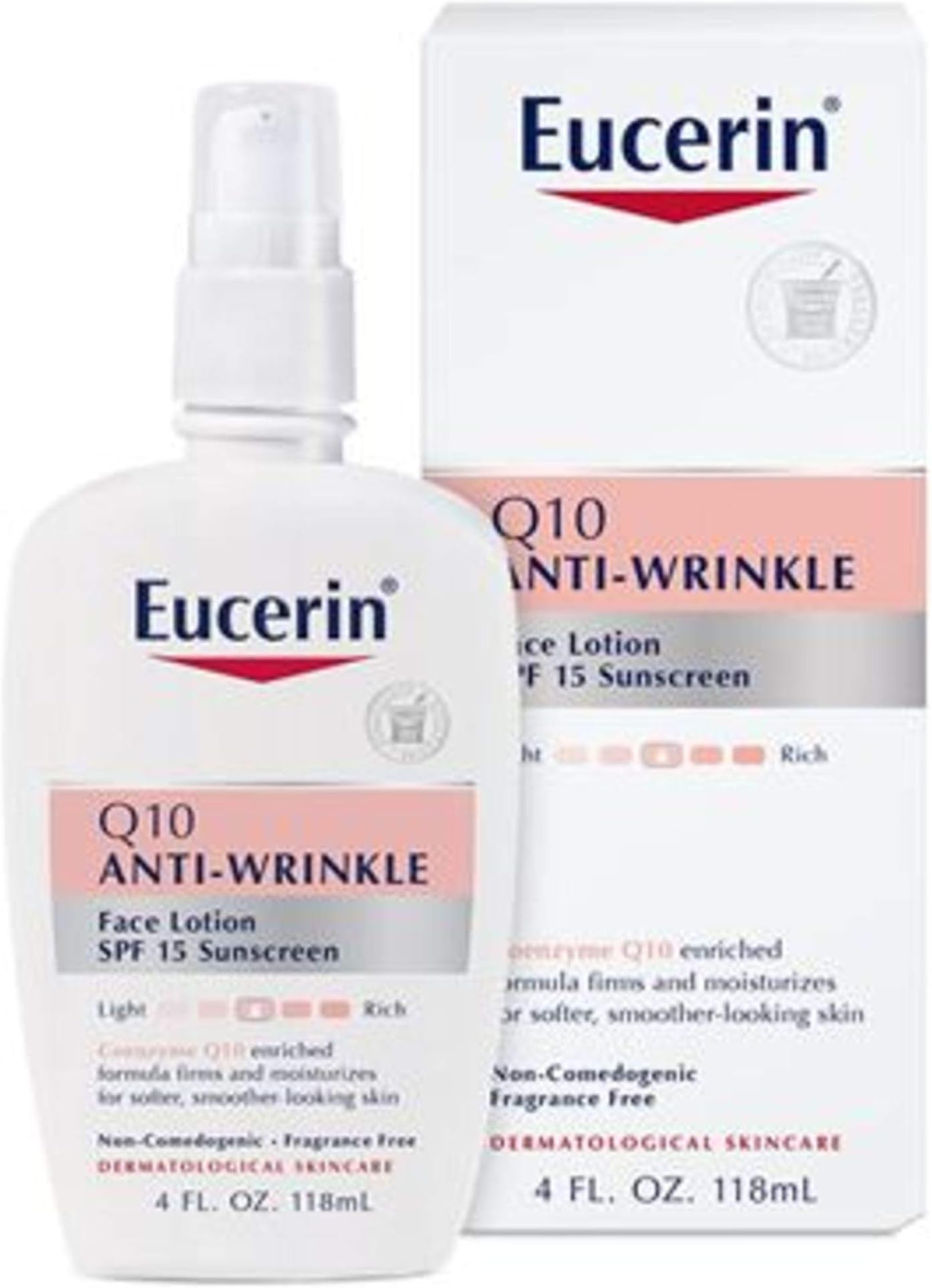Eucerin Q10 Anti-Wrinkle Face Lotion with SPF 15 - Fragrance-Free, Moisturizes for Softer Smoother Skin - 4 fl. oz Bottle