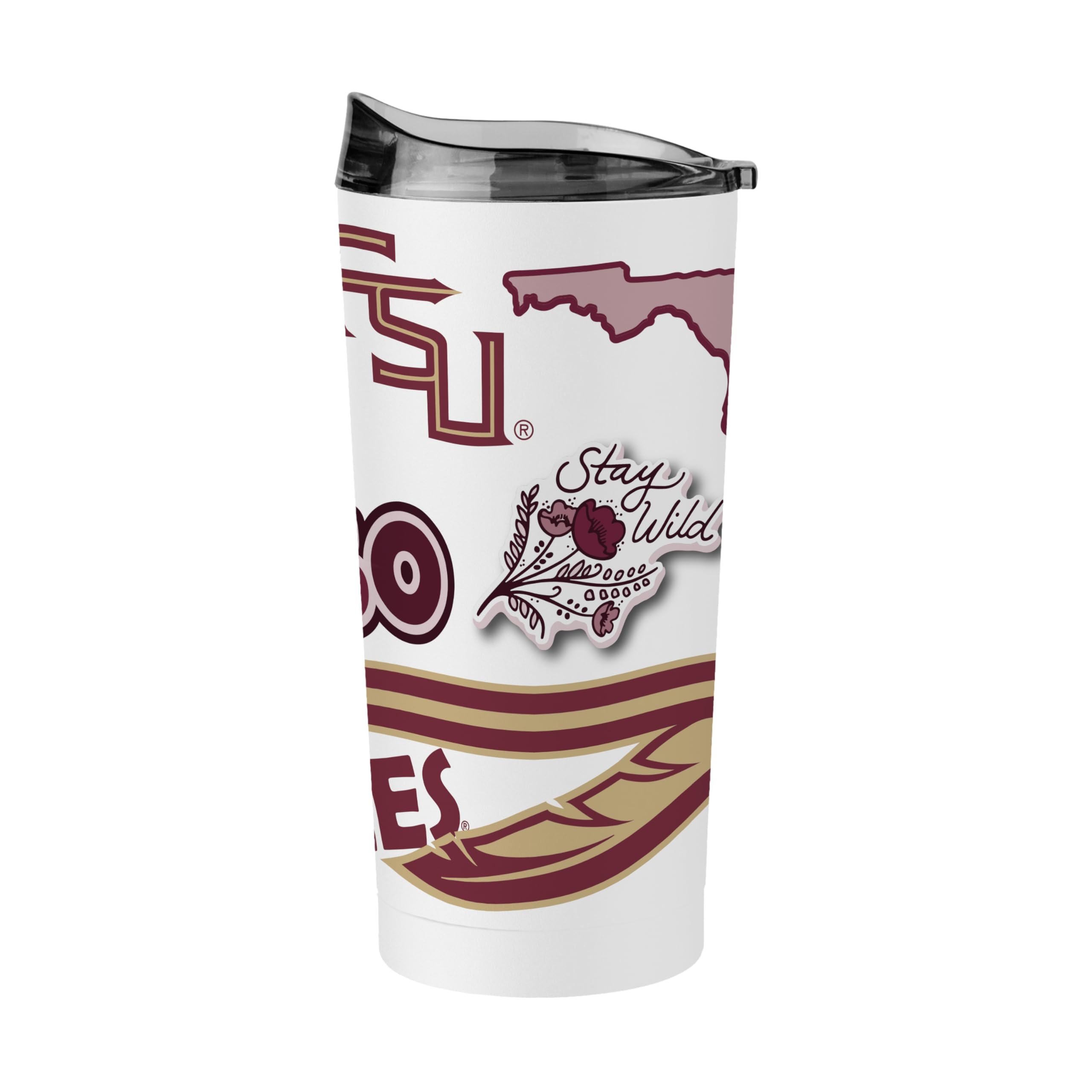 Logo Brands NCAA Native Icons 20 oz Stainless Steel Tumbler – Double Wall Vacuum Insulated