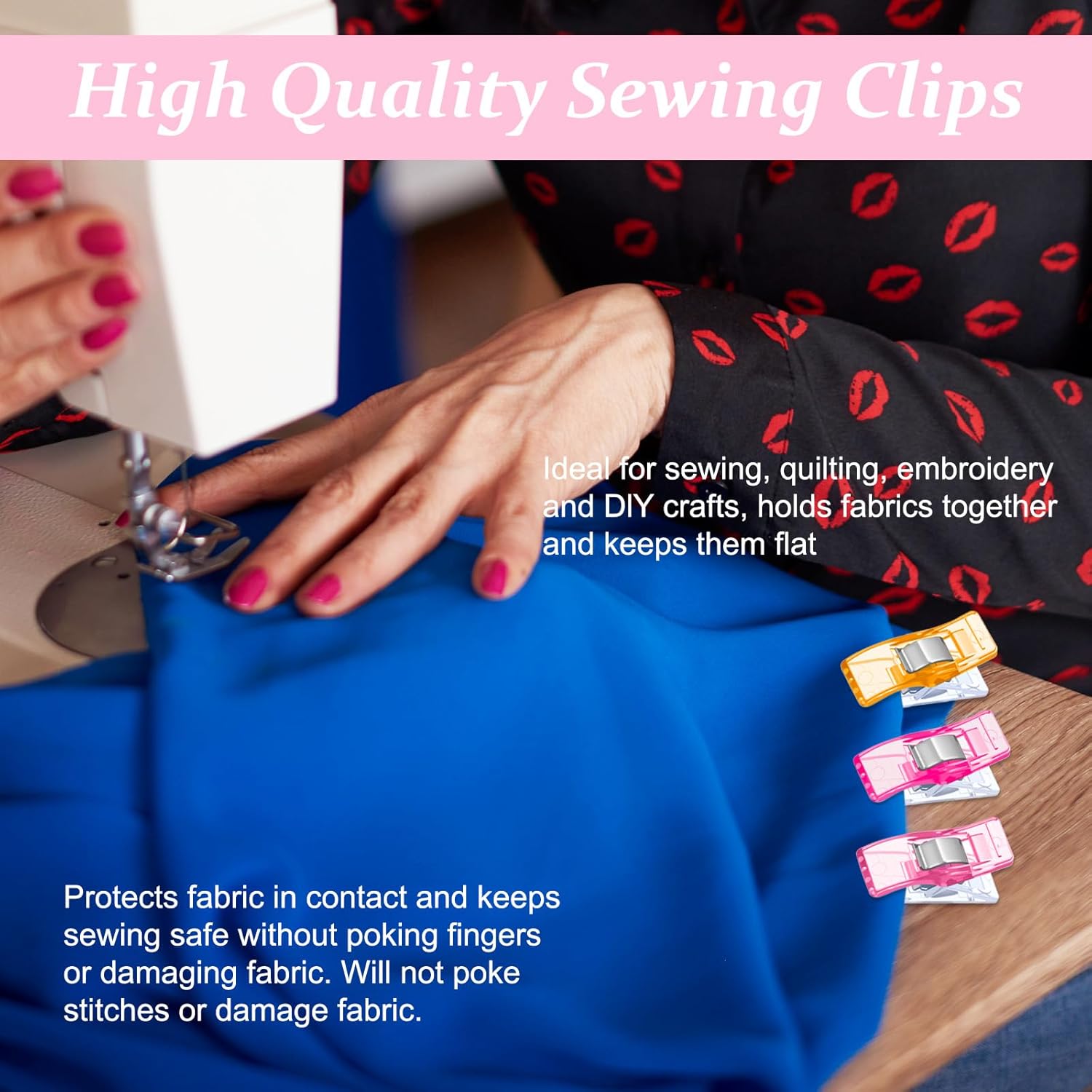 500Pcs Sewing Clips for Fabric, Quilting Clips Multipurpose Clips for Sewing, Plastic Fabric Clip for Supplies Crafting Tools(Assorted Colors)