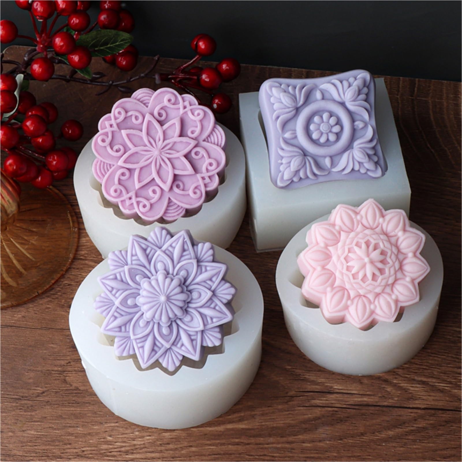Stampo per Sapone 4 Pezzi stampi for Sapone a Forma di Fiore stampi in Silicone creativi for la Produzione di Sapone Fai da Te Strumenti Fatti a Mano per Sapone