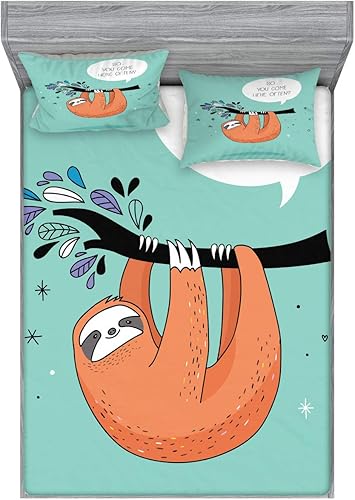 Miniatura 73 de Ambesonne - Juego de sábanas bajeras y fundas de almohada, diseño clásico botánico, plantas de jardín vintage, juego de 3 piezas con estampado