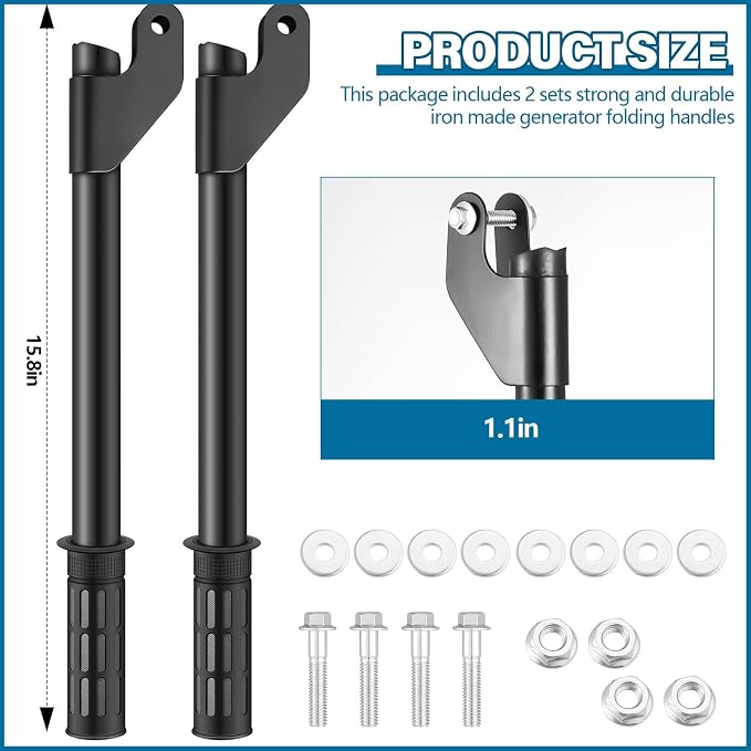 Kit de 4 mangos plegables para generador Threlaco, 40 cm, con hardware de montaje, accesorios universales para ruedas de generador miniatura 2