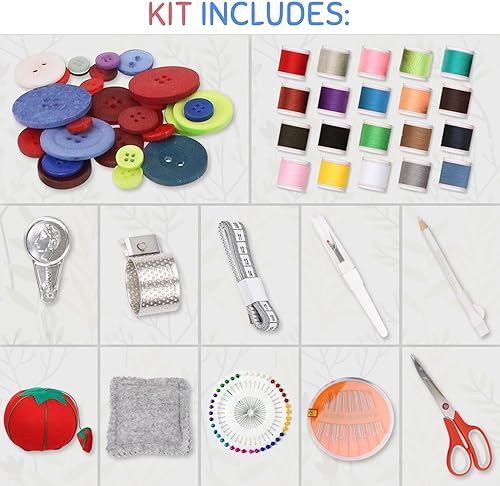 Vista 28 de Sewing Basket Organizer with Complete Sewing Supplies, Wooden Sewing Storage Organizer with Removable Tray Sewing Essentials and Tomato Pincushion