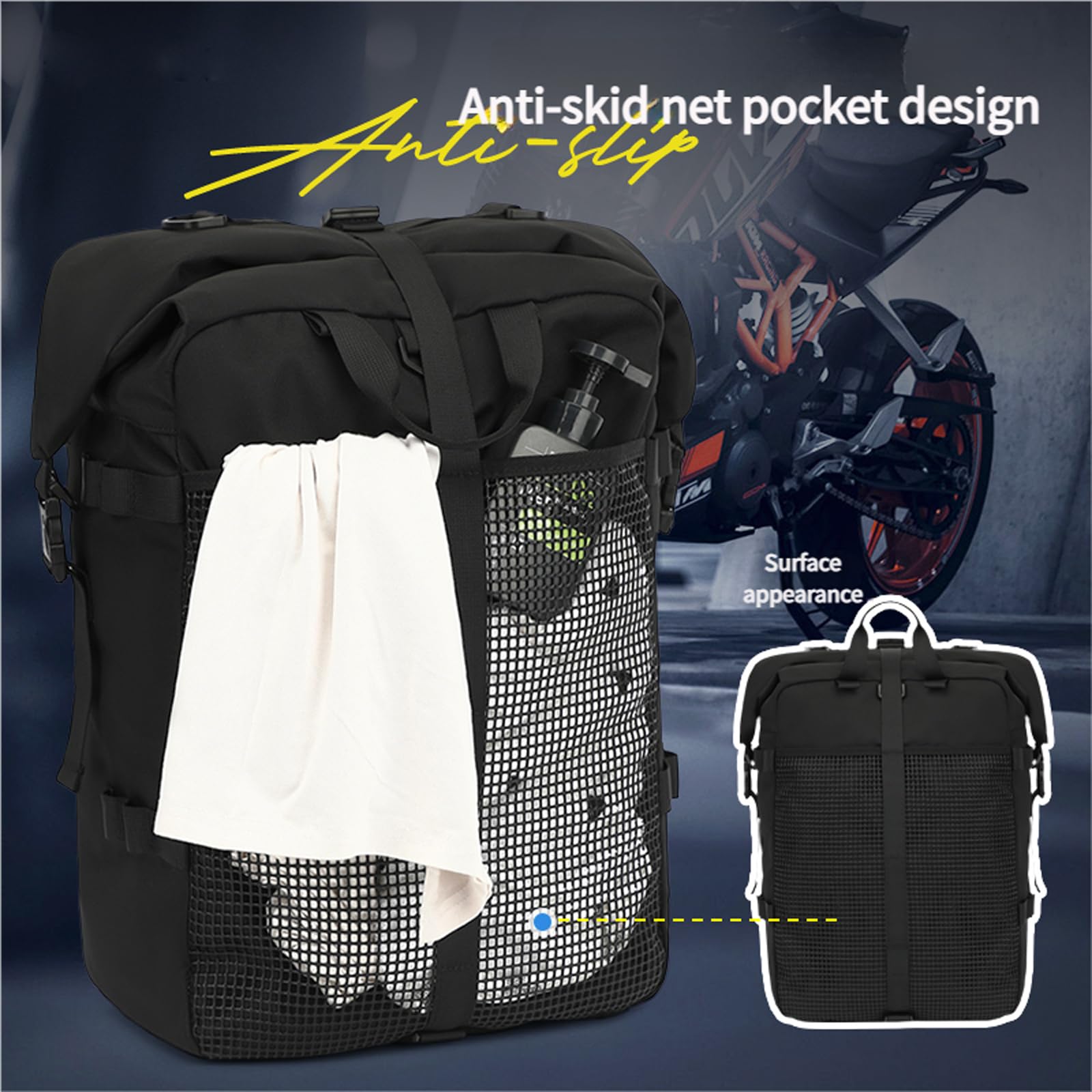 Bolsa De Sillín De Moto, Multifunción, 30 L, Equipaje, Mochila Universal Para Viaje Y Diario