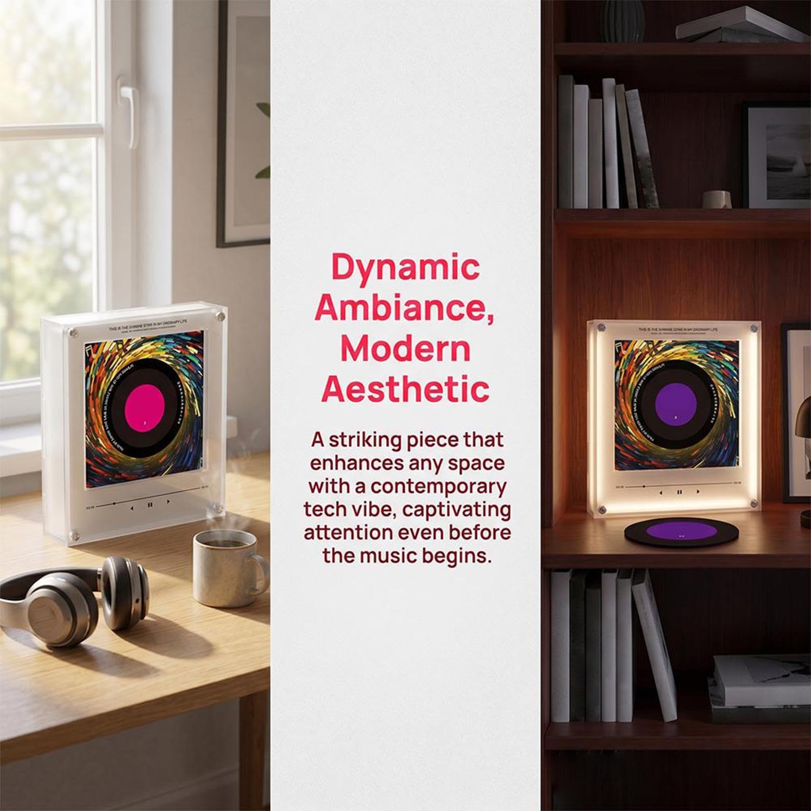 Aimant Réfrigérateur Lecteur De Musique Autocollants Disque avec Lecteur | Aimant Frigo Boîte À Musique Avec Lumière Pour Cuisine Maison Appartement Lieu De Travail Fête Casier