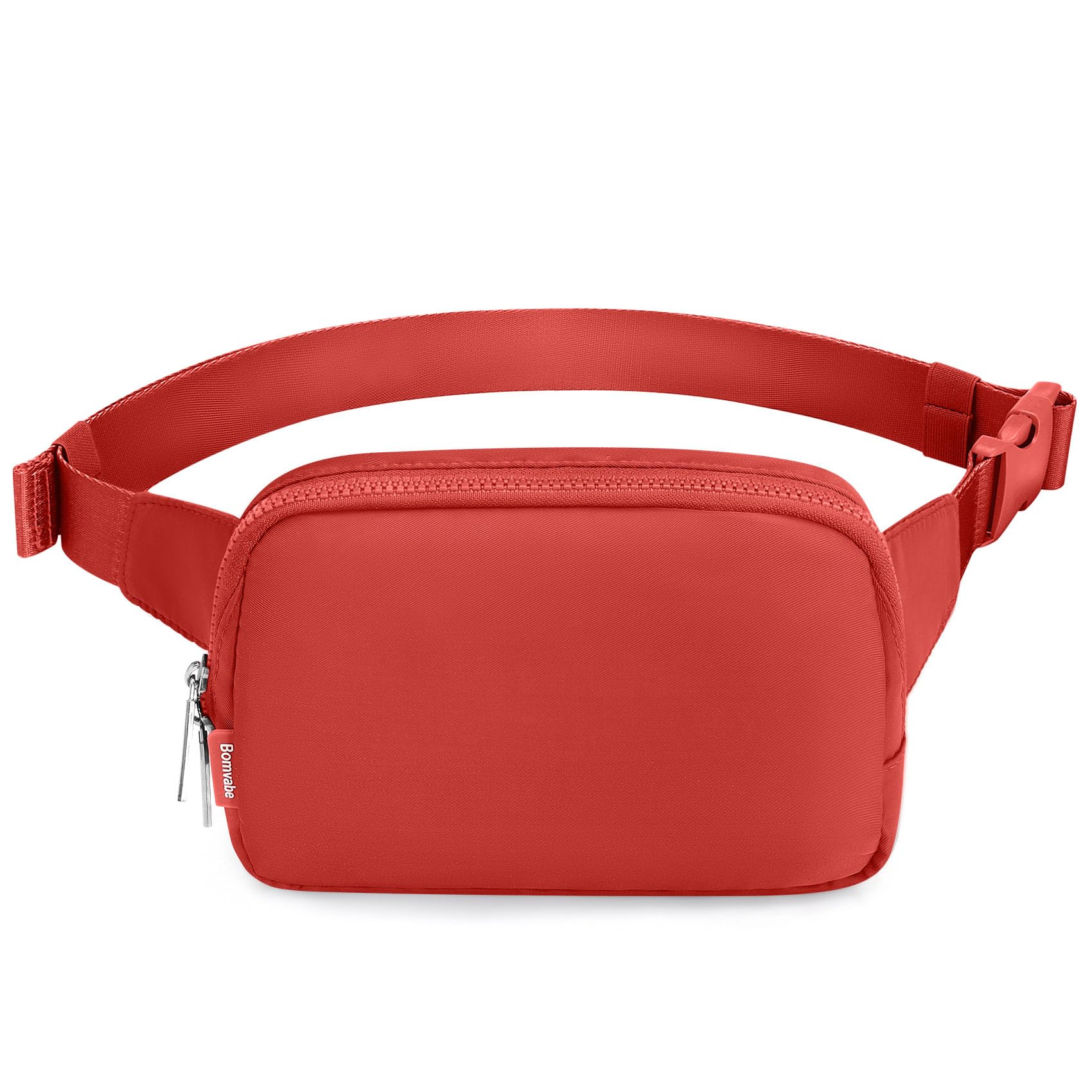 Bomvabe Red Bum Bag for Ladies Girls, Crossbody Fanny Pack for Women Men Teens with Adjustable Strap 55", Fashion Waist Bag for Travel, Running, Hiking, Cycling, Large Everywhere Belt Bag 2L