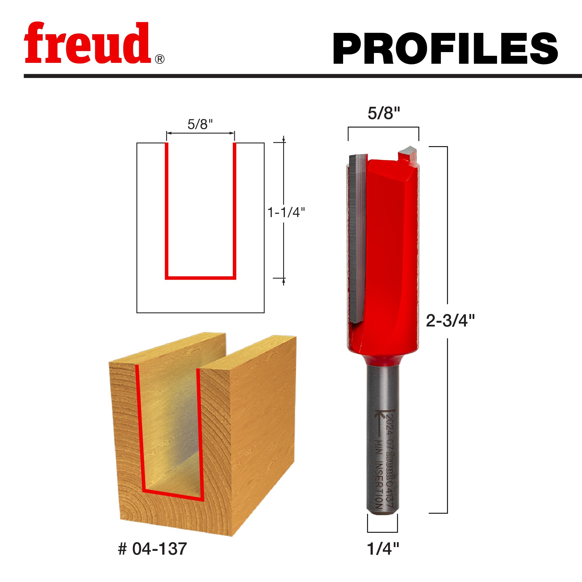 またたbibid Freud 04-137 5/8-Inch X 1-1/4-Inch Double Flute Straight Bit (1/4