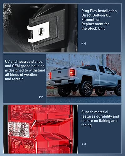 Miniatura 5 de Nilight Conjunto de luz trasera compatible con Chevy Silverado 1500 2500 HD 2015 2016 2017 2018 2019 Silverado 1500 2500 HD 3500 HD 2015-2019 GMC