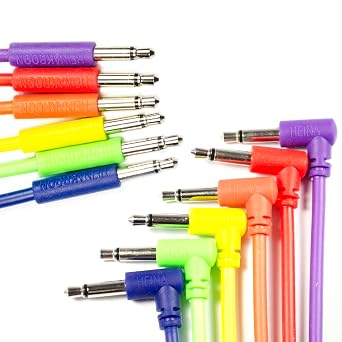 Heinakroon 3.5mm Low-Profile Angled/Straight Multi-Colored CV Patch Cables - NOT for Guitars - Eurorack Modular Patch Leads, 6-Pack 11,8"