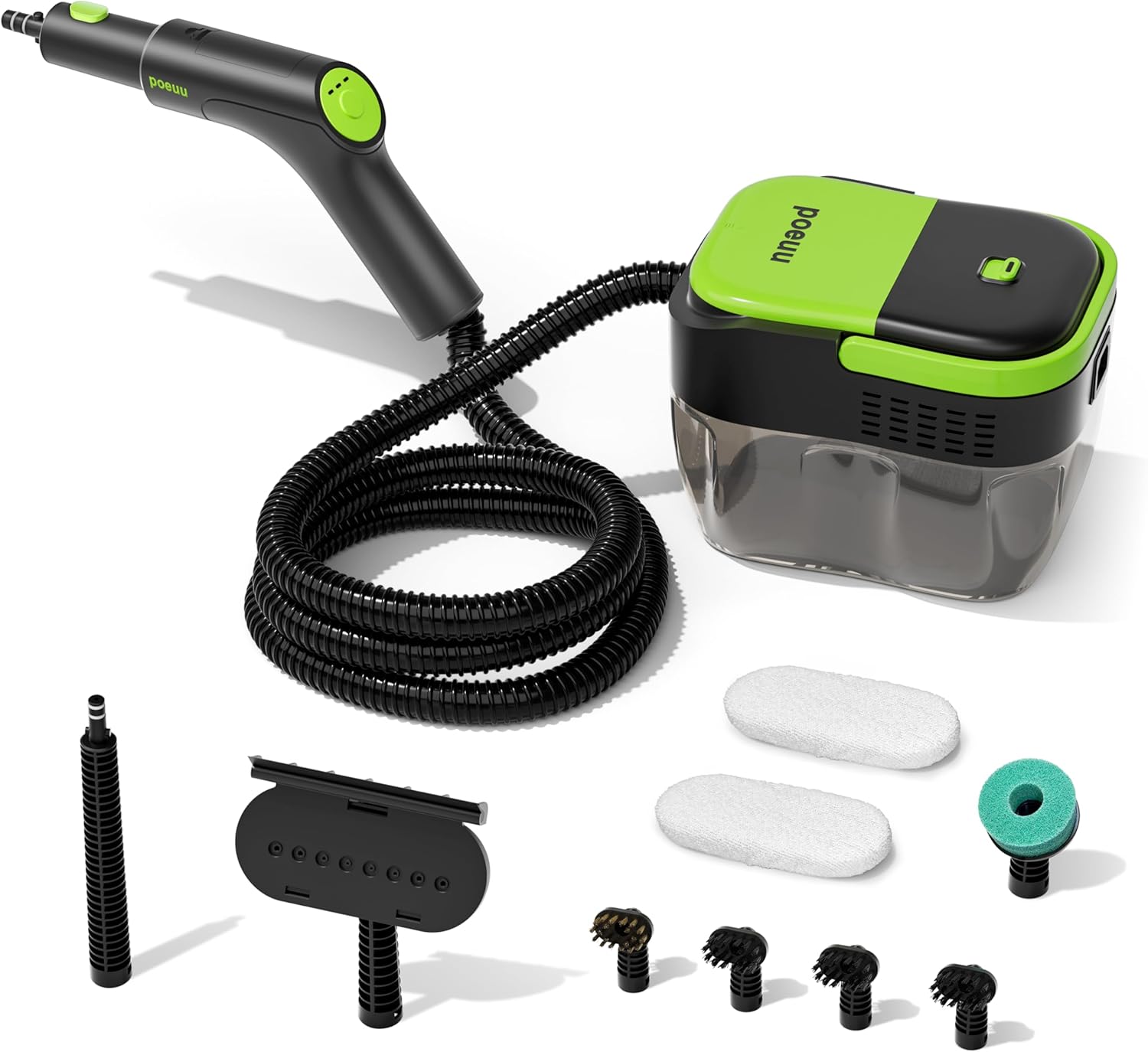 1500W Portable Steam Cleaner,10s Heat-Up,3-Level Adjustable Handle, 1.69 Quarts Large Tank,11 Pcs Accessories, Heavy Duty Steamer for Home Dirt, Grout, Floor, Grease,and Car Detailing