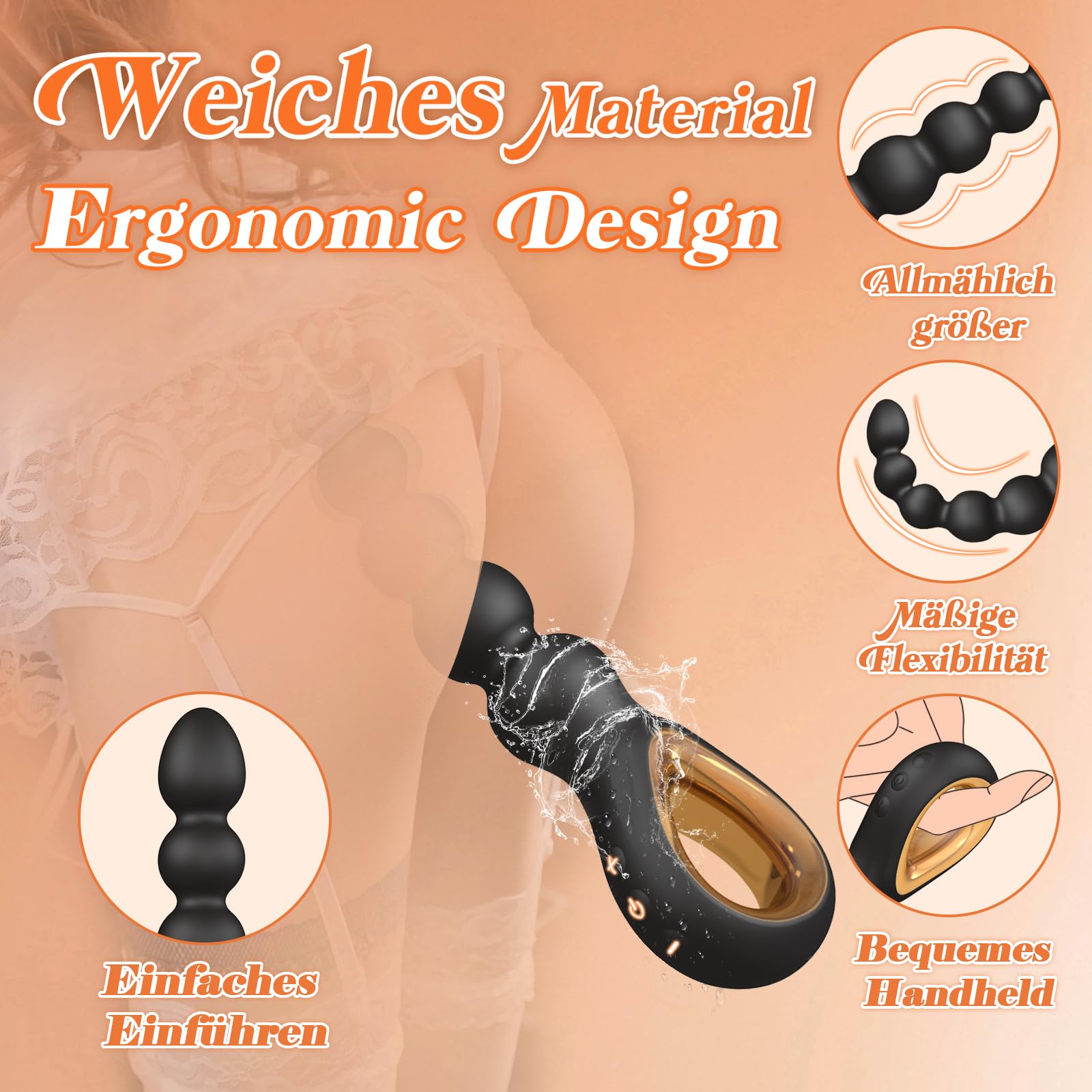 Palline, Catena con 6 Perline, Sex Toy, Vibratore, Stimolazione della Prostata, Uomini, Plug, Sex Toy, Plug Butt, Plugs, Giocattoli, Vibratori per Uomini, Principianti, Coupl