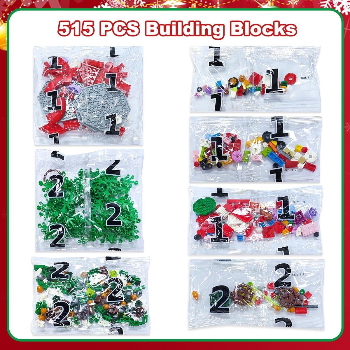 BAOXUE Christmas Tree Building Block Set, 515 Pieces, Rotating Base with Ornaments and Star, Holiday Building Toy, Stocking Stuffers for Kids, Gifts for Boys & Girls