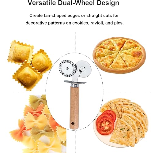 Miniatura 3 de Pastry Double Cutter Wheel,Dual-Head Baking Tool for Home and Kitchen Use,Ravioli Cutter
