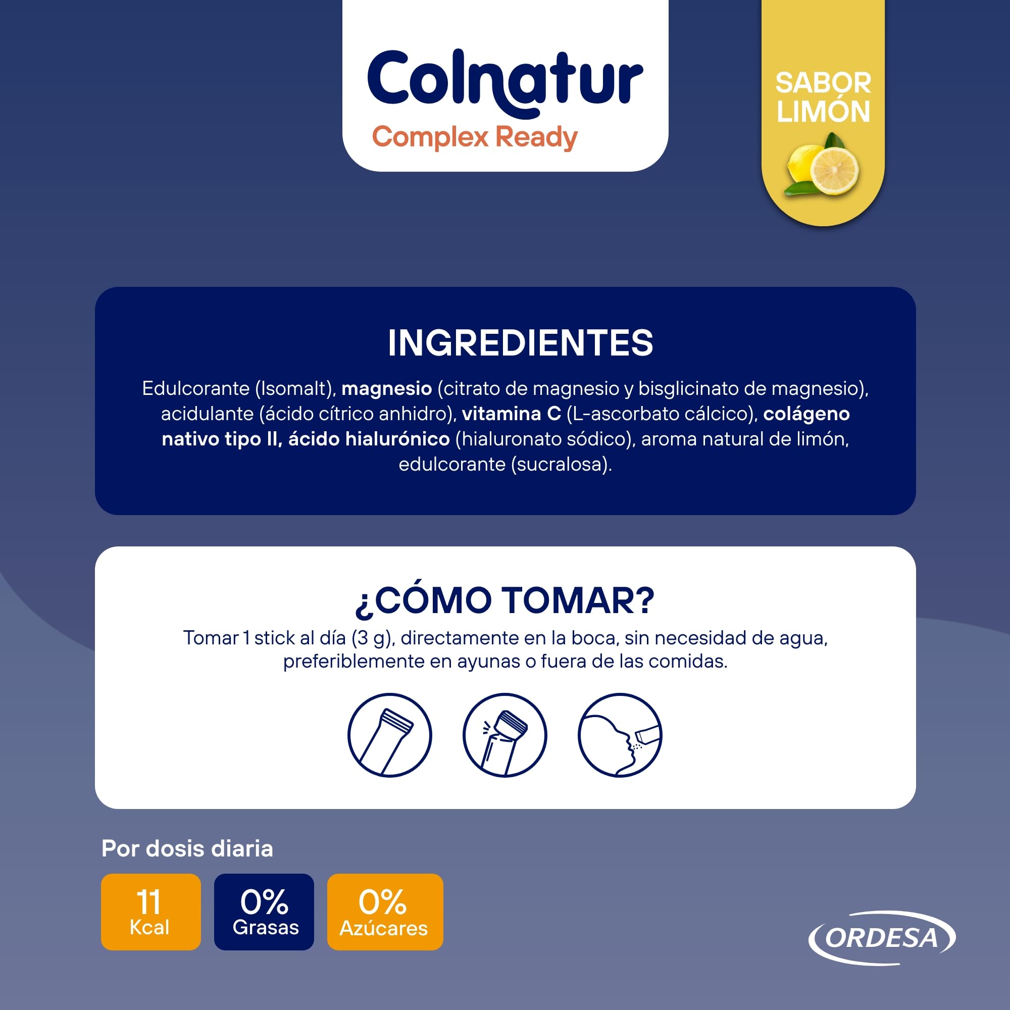 Colnatur Complex Ready Sabor Limón| 30 Sticks Monodosis | Colágeno con Magnesio, Ácido Hialurónico y Vitamina C Listo Para Tomar | Envase para 30 días