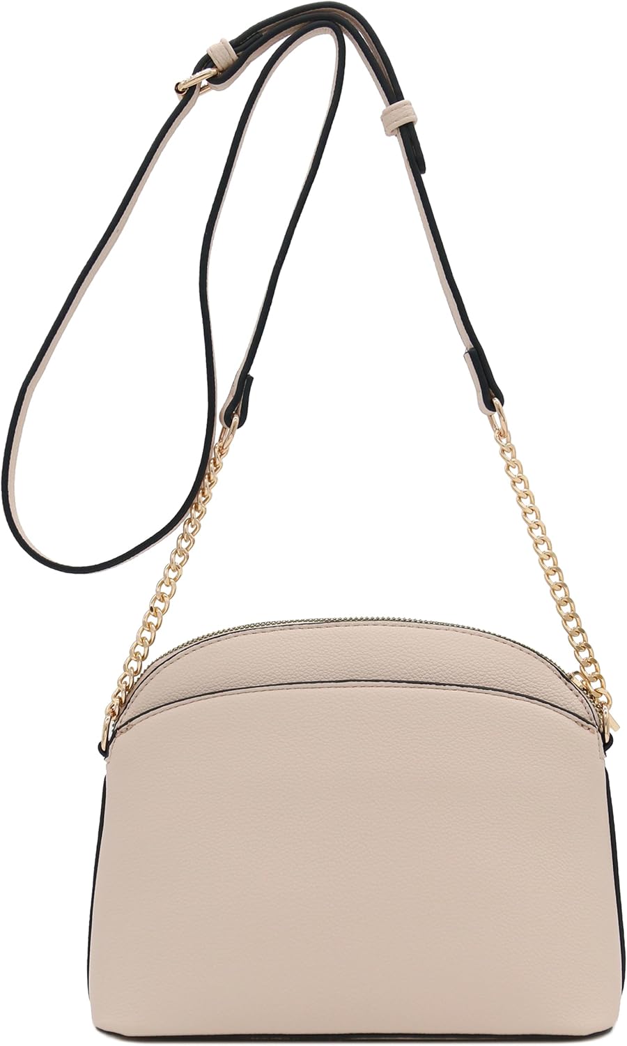 FashionPuzzle Faux Leather Small Dome Crossbody Bag with Chain Strap