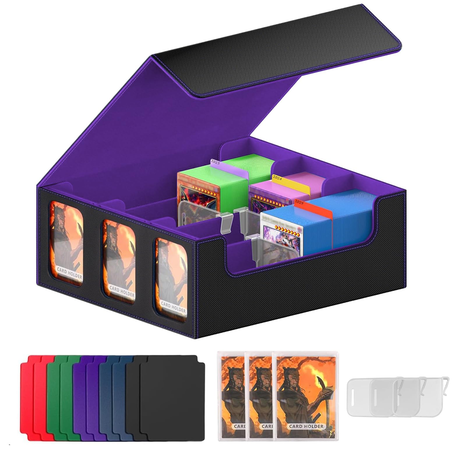 LZEXIN Card Deck Box with Display Window, MTG Deck Storage Box Holds 2400+ Cards