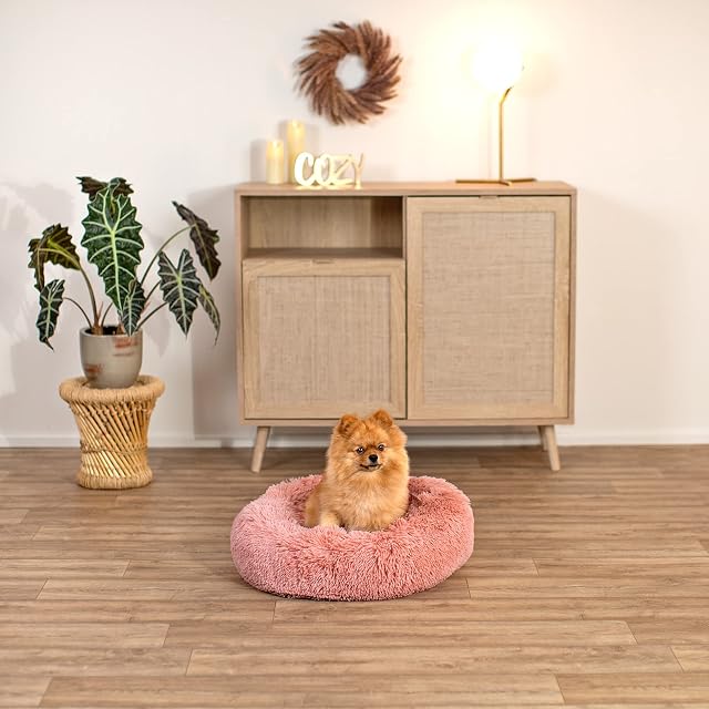 Foto 2 de 6 de lionto Cama Tipo Donut para Perros y Gatos, Cama Redonda mullida para Mascotas pequeñas y Grandes, Ø 50 cm