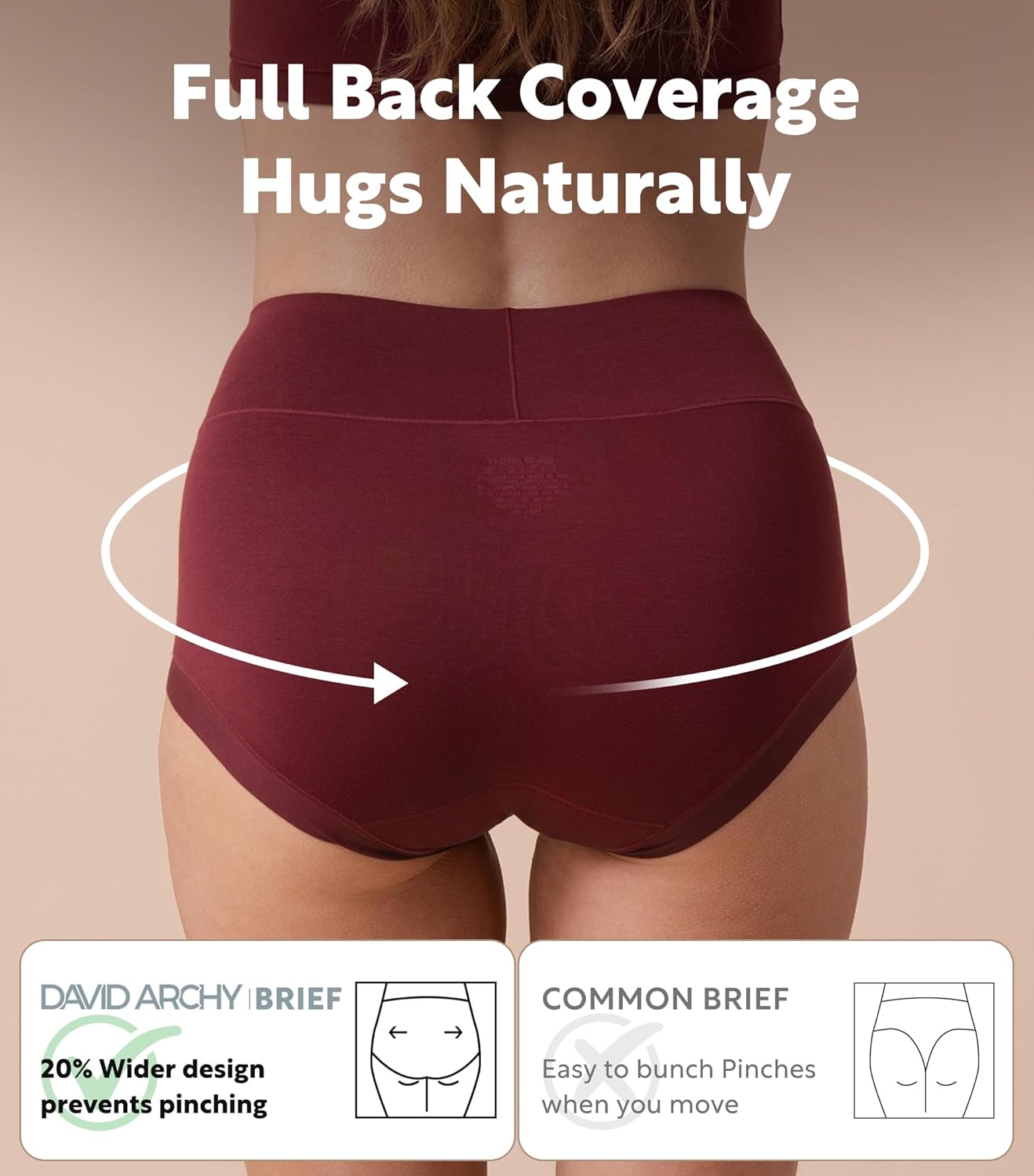 DAVID ARCHY Womens Underwear High Waisted Moisture Wicking Briefs Soft Breathable Ladies Panties 6 Pack - Image 6