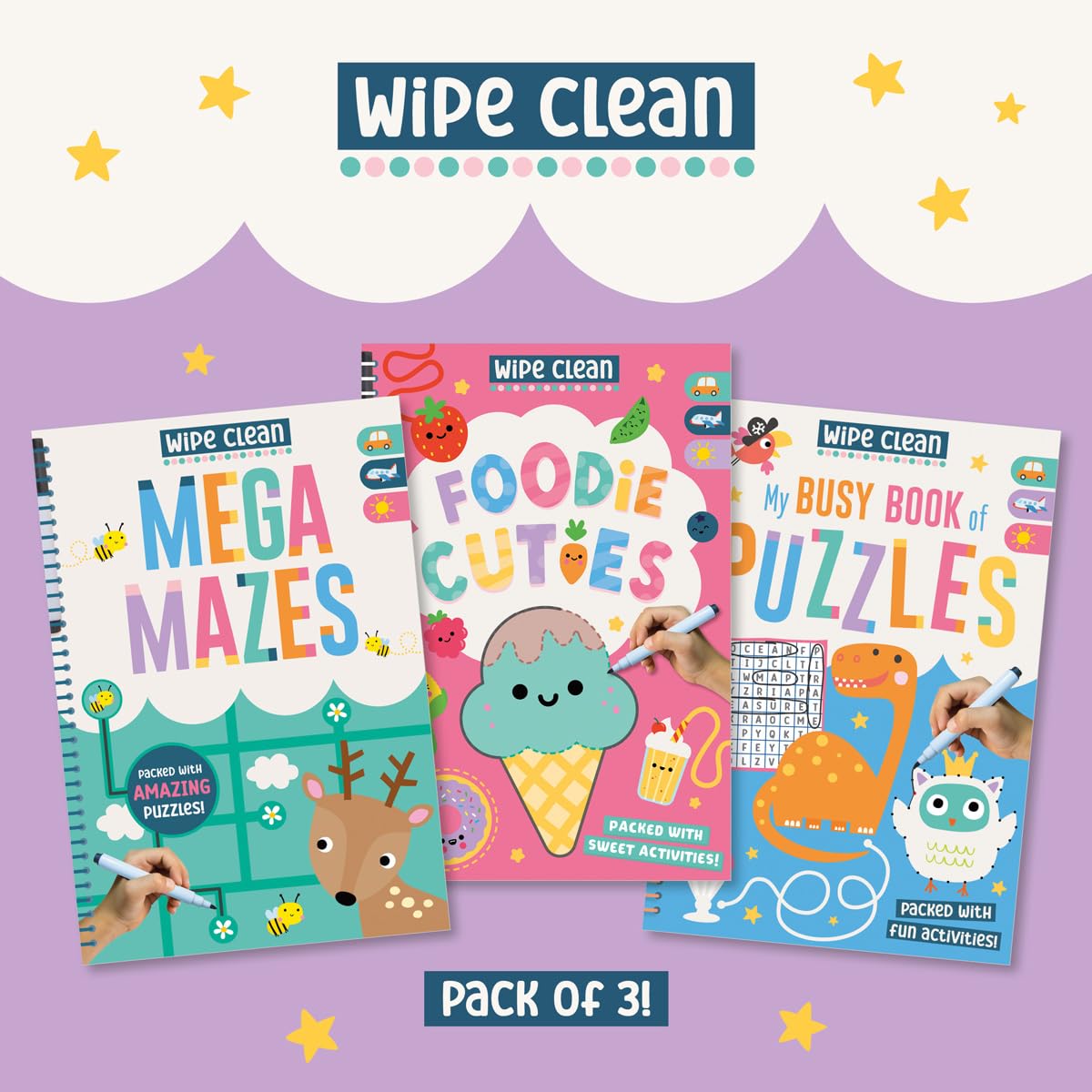 Make Believe Ideas Wipe Clean: Kids' Holiday Travel Pack Assortment 3 Activity Books Collection Set - Ages 4+ - Paperback