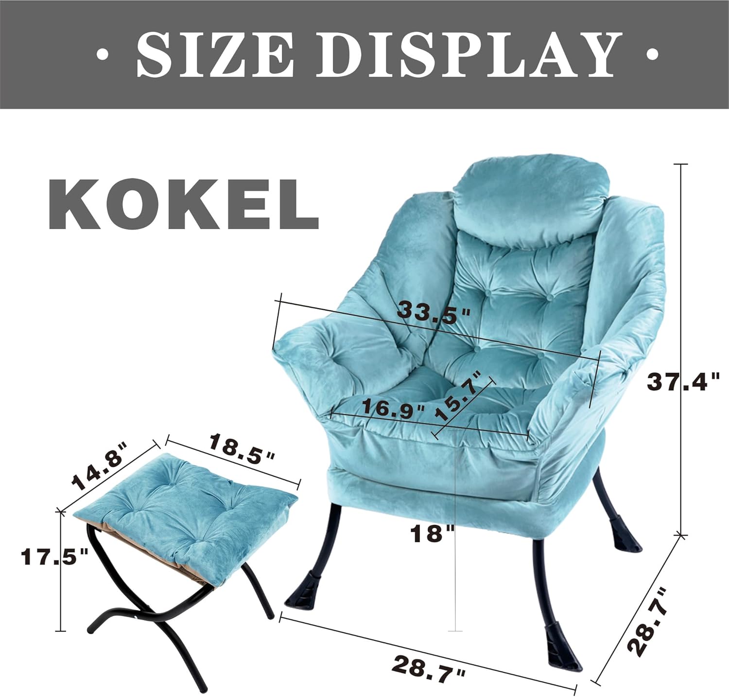 Kokel Lazy Chair with Folding Ottoman,Living Room Chairs (Pink-1119)
