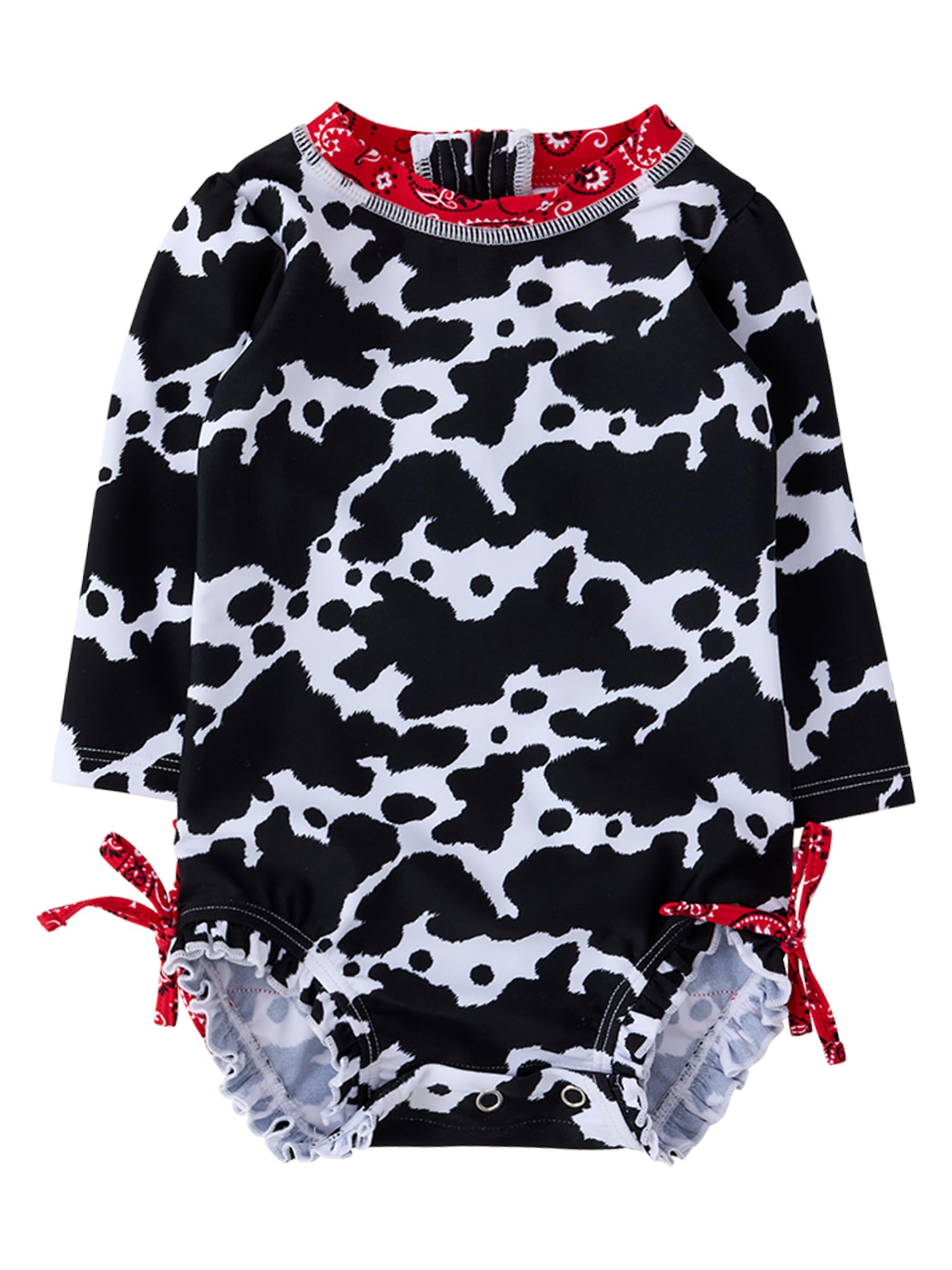 RuffleButts Baby Girls Novelty Baby One Piece - Rash Guard Swimsuit UPF 50+
