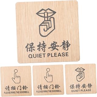 ULTECHNOVO 4pcs Wood Signs Wooden Sign Decked Accessories Fire Door Keep Shut Please Ring The Service Sign Ring Room Sign Please Ring The Doorbell Decoration Rest Door Sign Hotel Door Signage