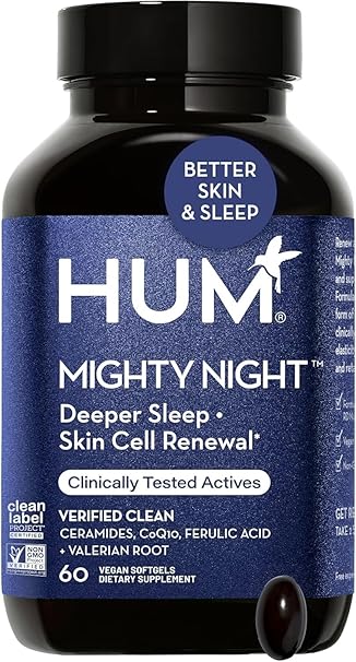 Hum mighty night - nighttime supplement for skin + coq1…