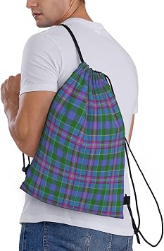 Drawstring Backpack String Bag Selkirk Tartan Sackpack for Sports Gym Small