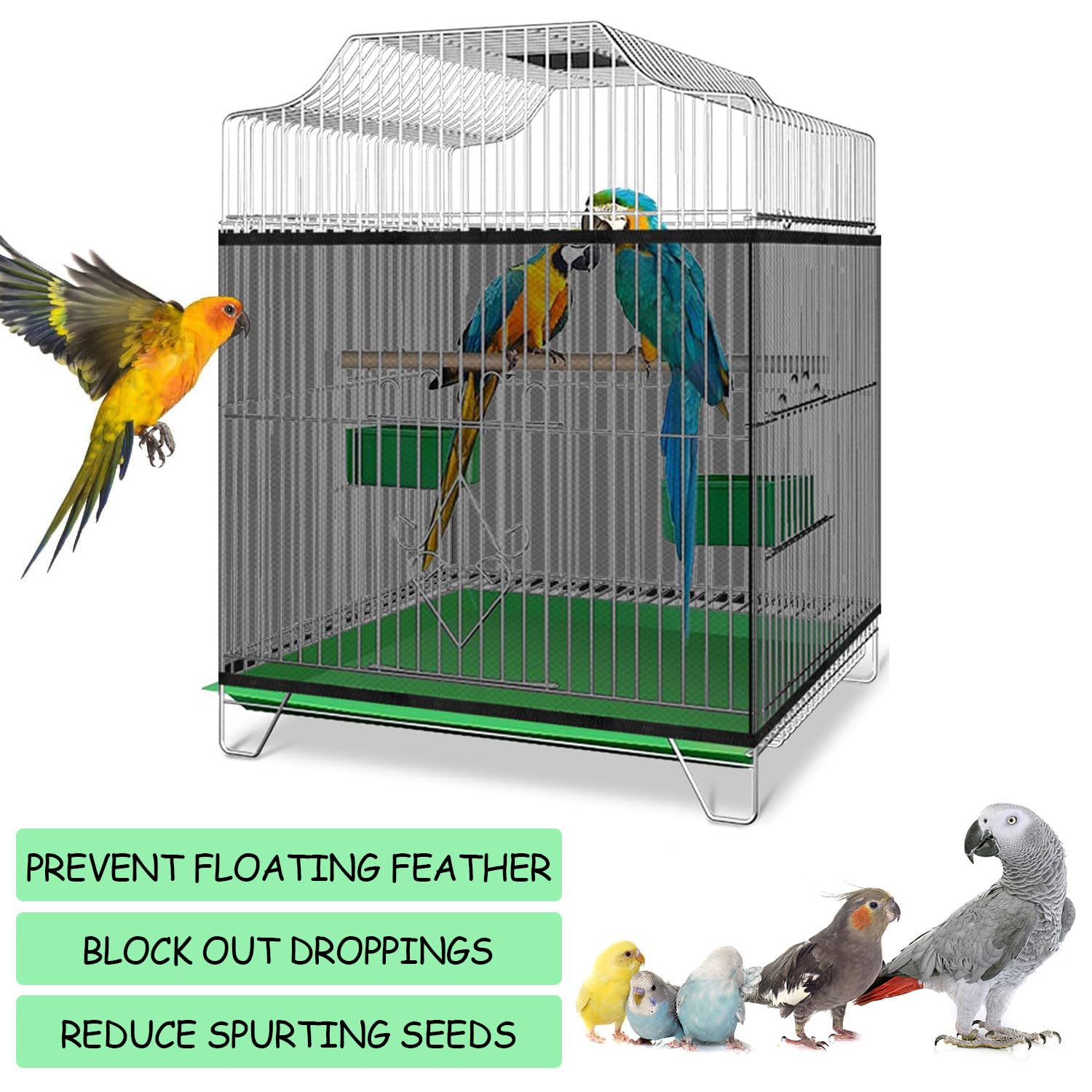 Copri Gabbia Per Uccelli SYEYCW 2 Pezzi - Rete Antipolvere, Ventilata, Per Pappagalli E Ara