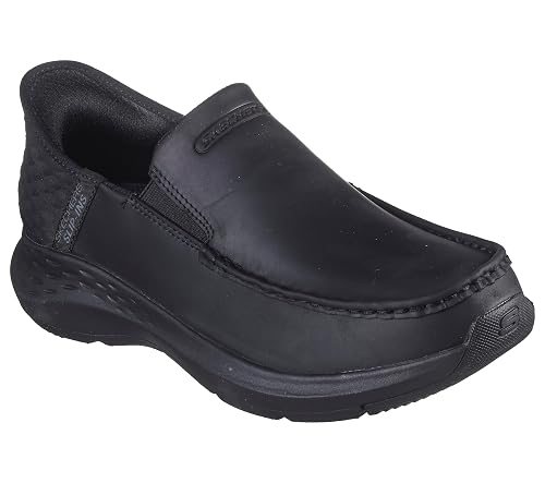 Skechers Hombre Parson Oswin Slip-In ENTRENADOR, Black Leather, 42.5 EU