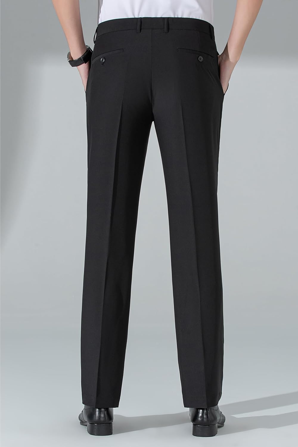 Men's Cool Touch Dress Pants, Lightweight Stretch Business Casual Slacks with Hidden Stretch Waistband