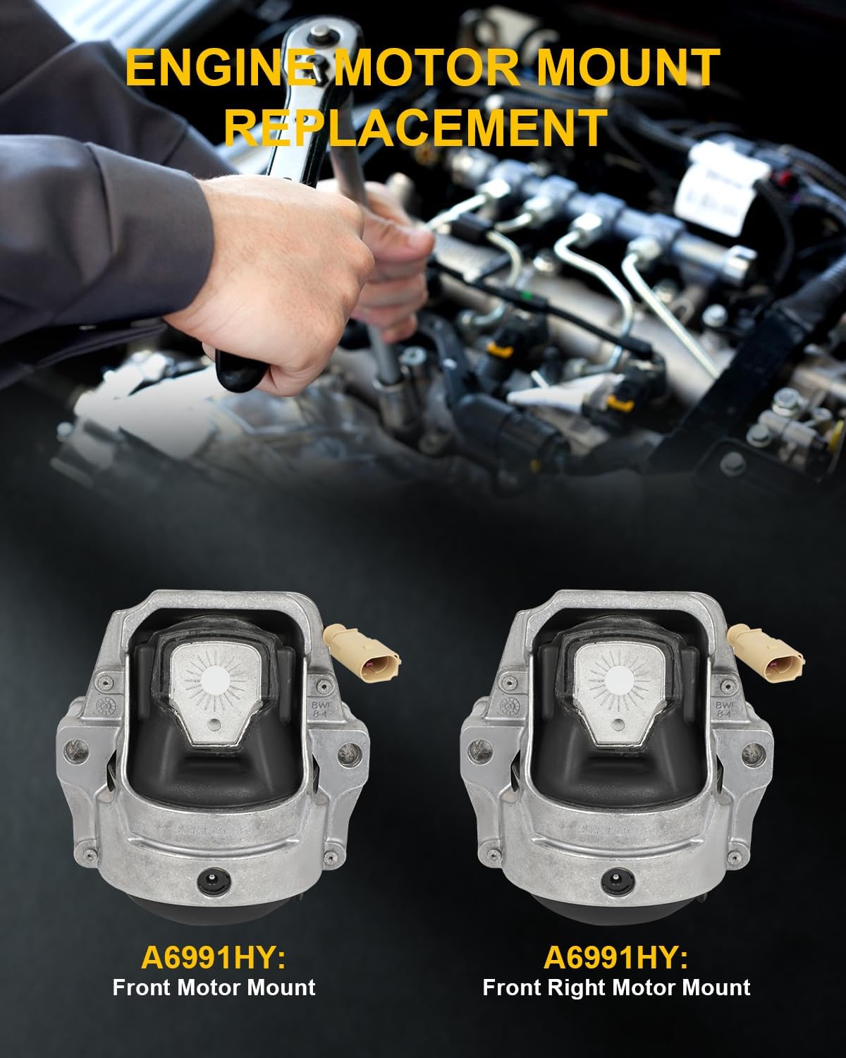 OCPTY Engine Motor Mount Set Compatible For Audi A4, A4 Quattro 2009-2016, A4 allroad 2013-2015, Q5 2011-2017, A5 2010-2015, A5 Quattro 2008-2017, allroad 2013-2016, 2.0L 3.2L # A6991HY EM-5966 (2PCS)