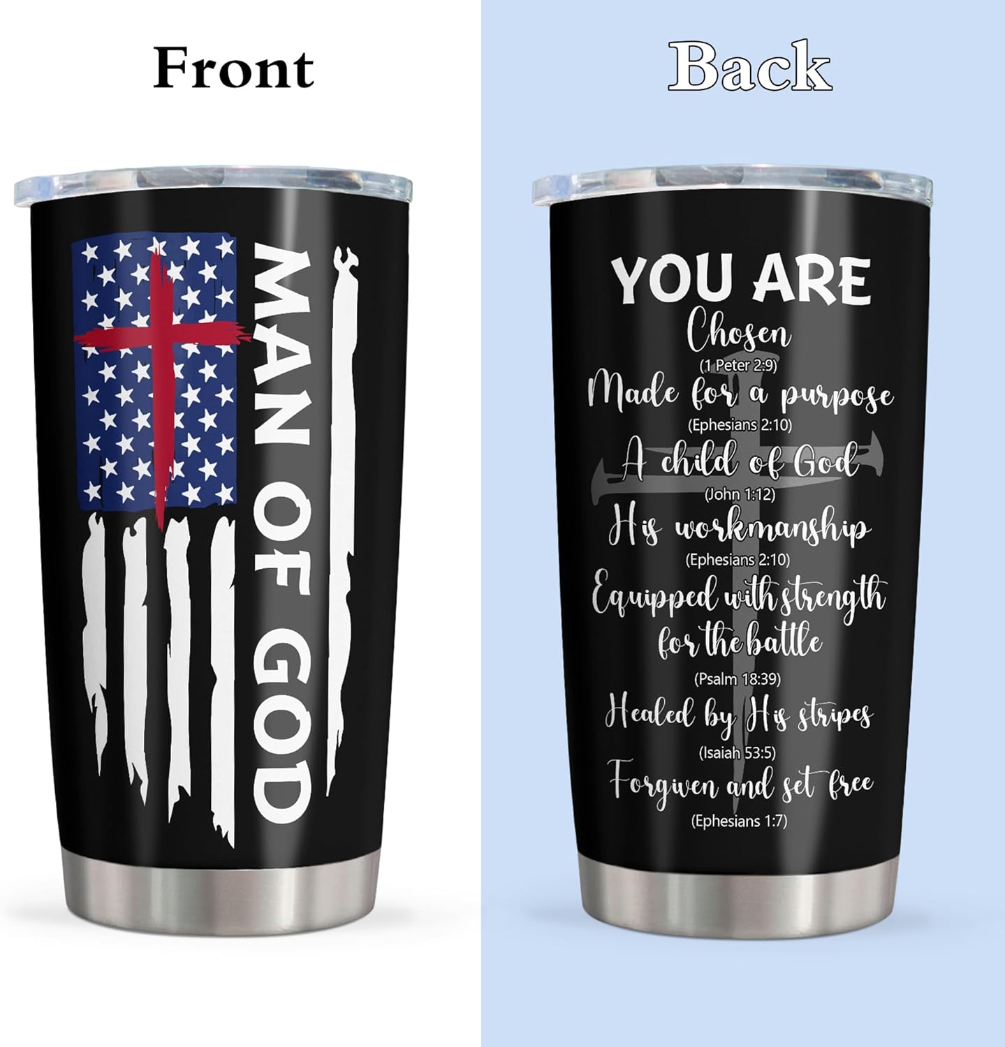 Christian Gifts for Men, Religious Gifts for Men, Catholic Inspirational Spiritual Gift Coffee Tumbler Cup Mug Stainless Steel 20oz 1PC, Man of God Tumbler - Image 6