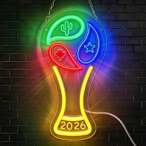 2026 Soccer World Cup Neon Signs,Soccer Neon Signs,World Cup Trophy Neon,Dimmabl