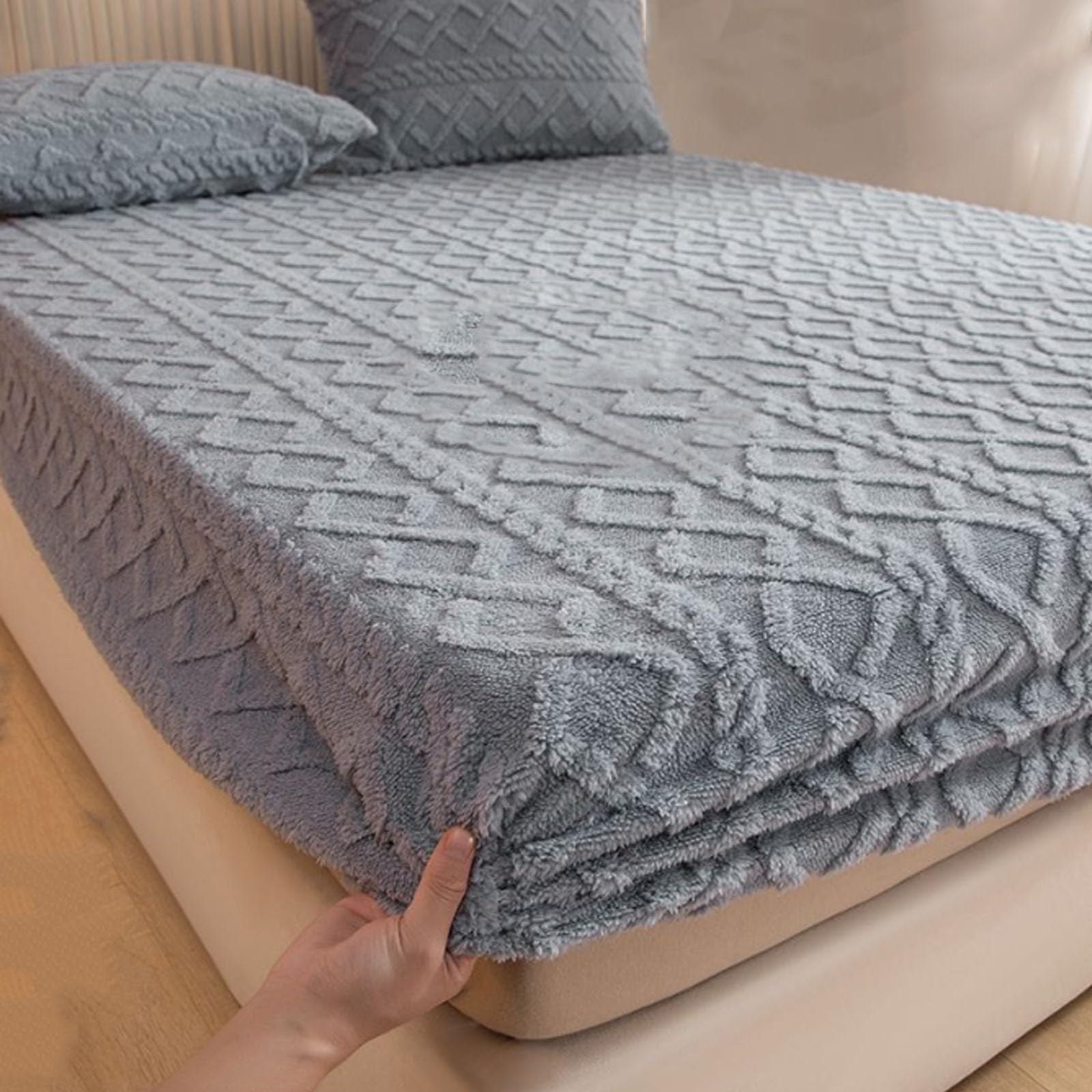 Drap-housse d'hiver polaire chaude 180x200 fini les lits froids avec ce velours gris