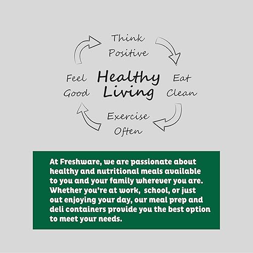 Miniatura 9 de Freshware - Contenedores de comida tipo Bento de 1 compartimento y con tapas, sin BPA, cajas aptas para microondaslavavajillascongelador, 28 oz, 15