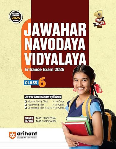 Jawahar Navodaya Vidyalaya Entrance Exam 2025 Guide for Class 6, Mental Ability Test 40 Questions, Arithmetic Test 20 Questions, Language Test (English) 20 Questions
