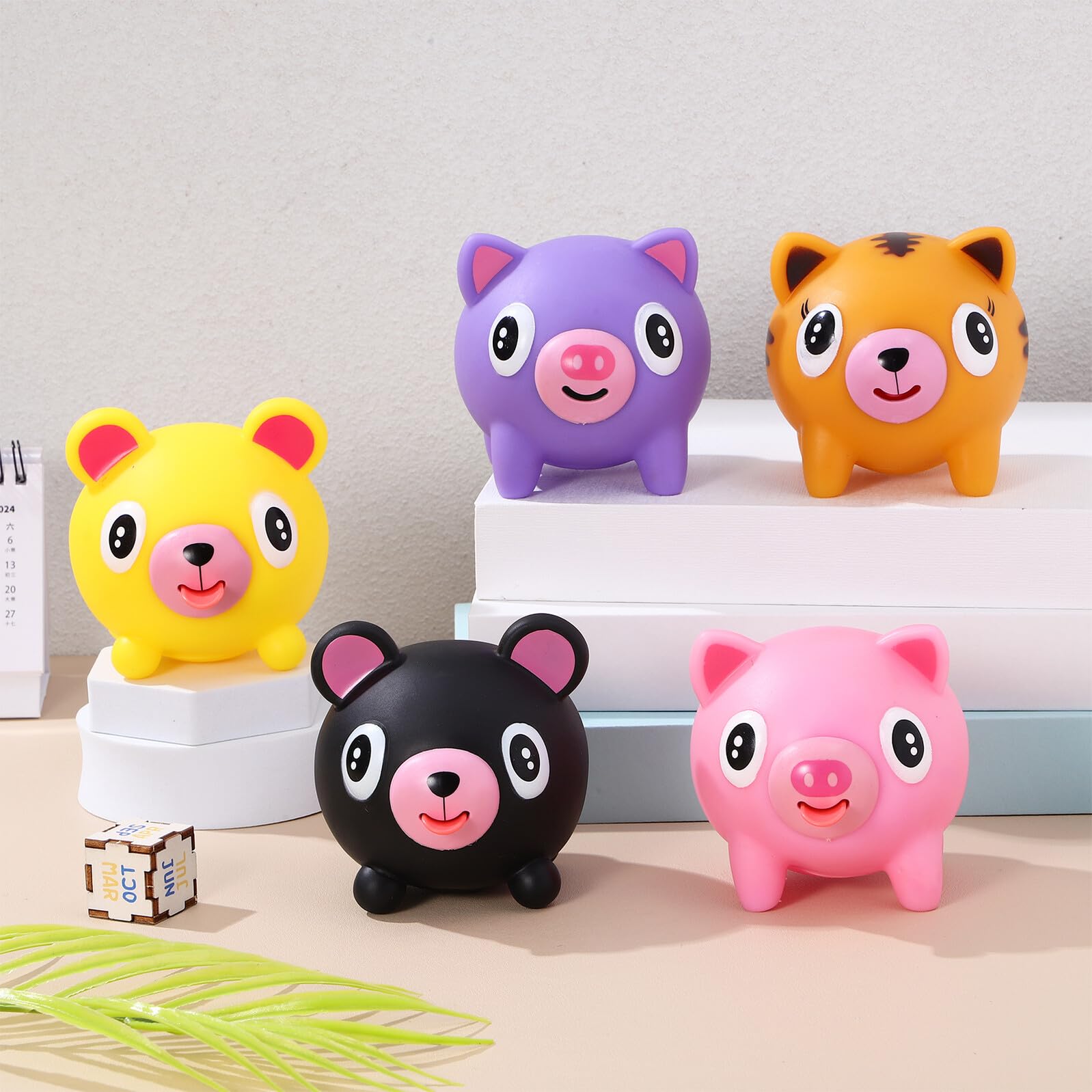 Jouet Anti Stress à Presser 5 Pièces en PVC Cochon Ours