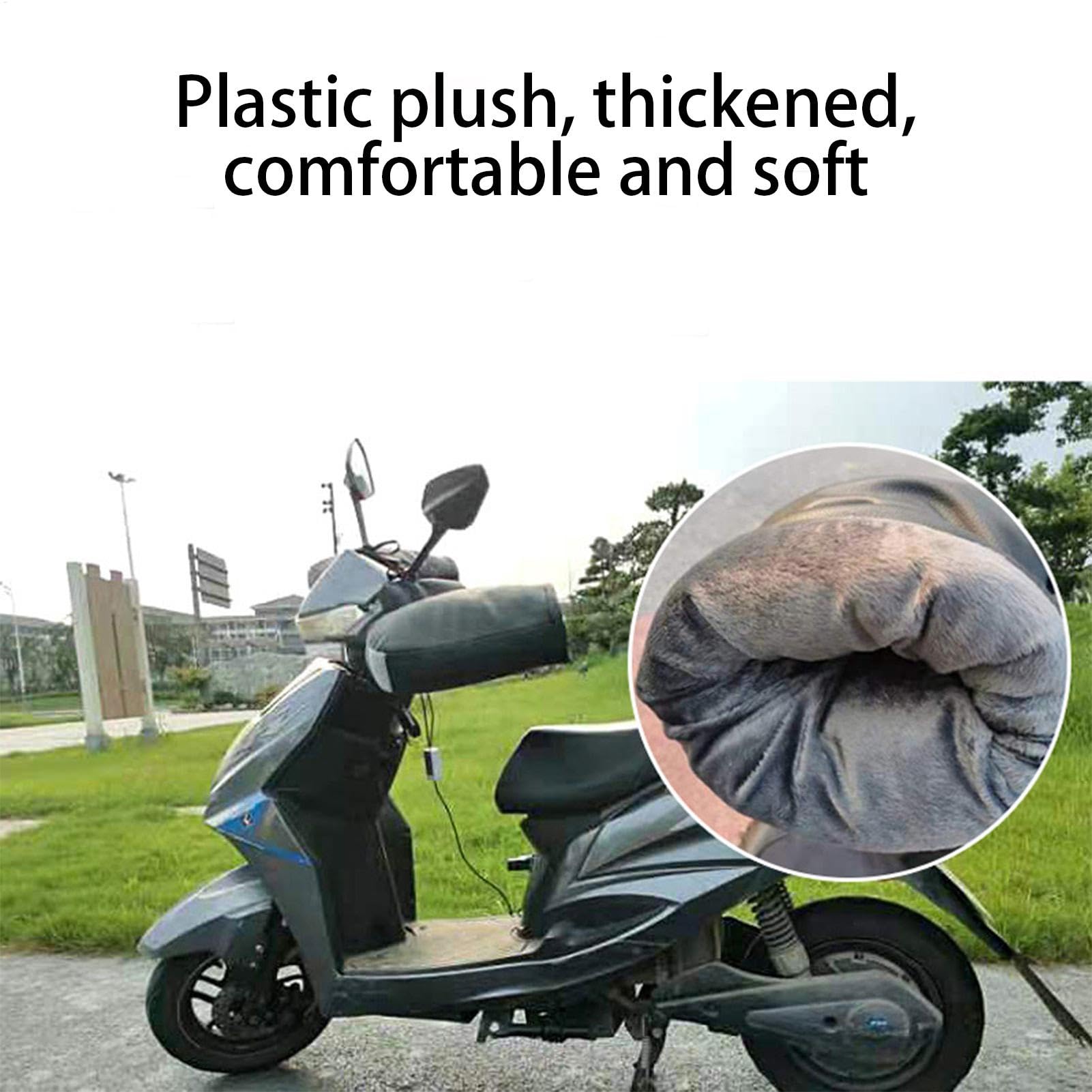 Copertura per maniglia elettrica, guanti riscaldati, manopole riscaldate per moto, antivento, manopole regolabili in temperatura, impugnature per manubrio impermeabili per l'inverno, nero