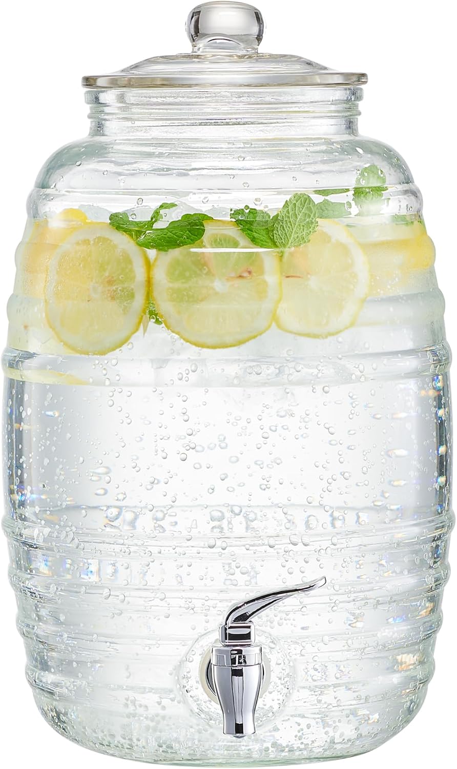 Style Setter Oak Grove Glass Beverage Dispenser with Stand - 2.5 Gallon Drink Dispenser with Galvanized Base & Leak-Proof Acrylic Spigot - Birthday, Wedding, Party Drink Dispenser with Stand
