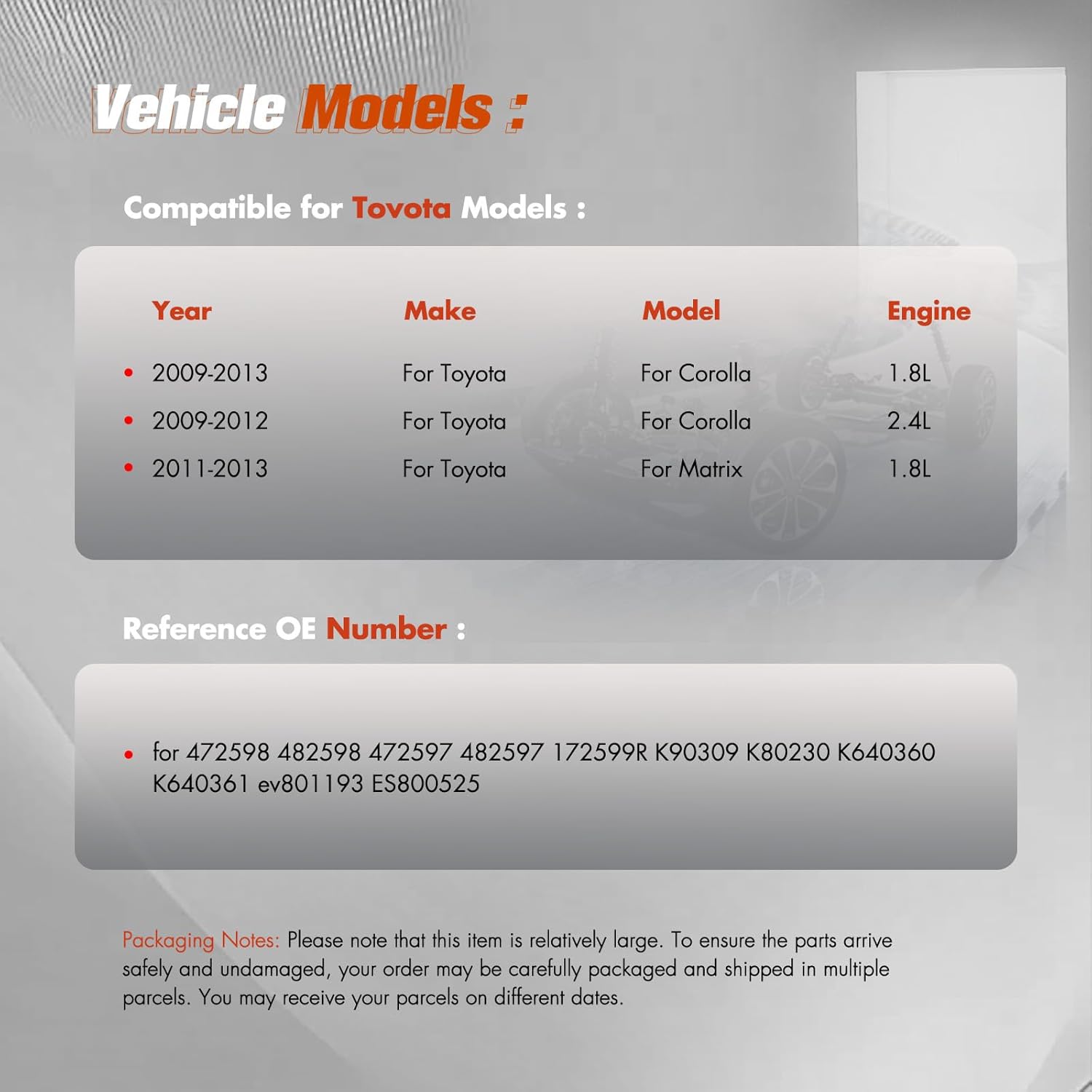 Struts Shock suspension kit for 2009 2010 2011 2012 2013 for Toyota Corolla struts 2011 2012 2013 for Toyota Matrix Front Rear Pair Complete Strut Assembly,Ball Joint,Control Arm kit 14 Pcs