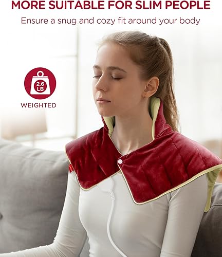 Vista 8 de Almohadilla térmica con peso para aliviar el dolor de cuello y hombros, Comfytemp de 1.5 libras, calefacción eléctrica cuello abrigo para calambres