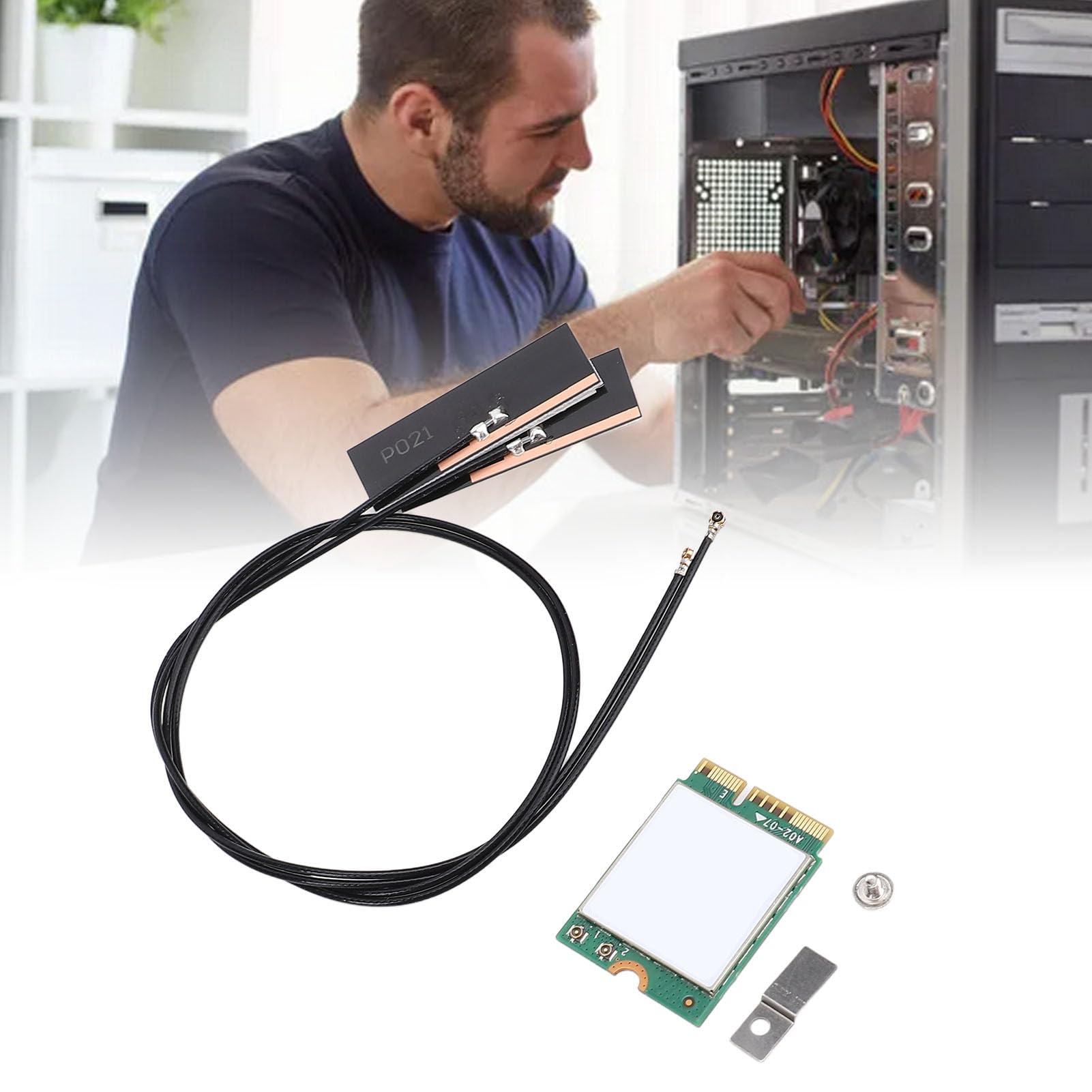 Ax201NGW Tarjeta Inalámbrica M.2 Módulo de Computadora Portátil WiFi con Bluetooth 5.0,3000Mbps 2.4GHz y 5 GHz Double WiFi 6 Adaptador de (Antenas construidas)