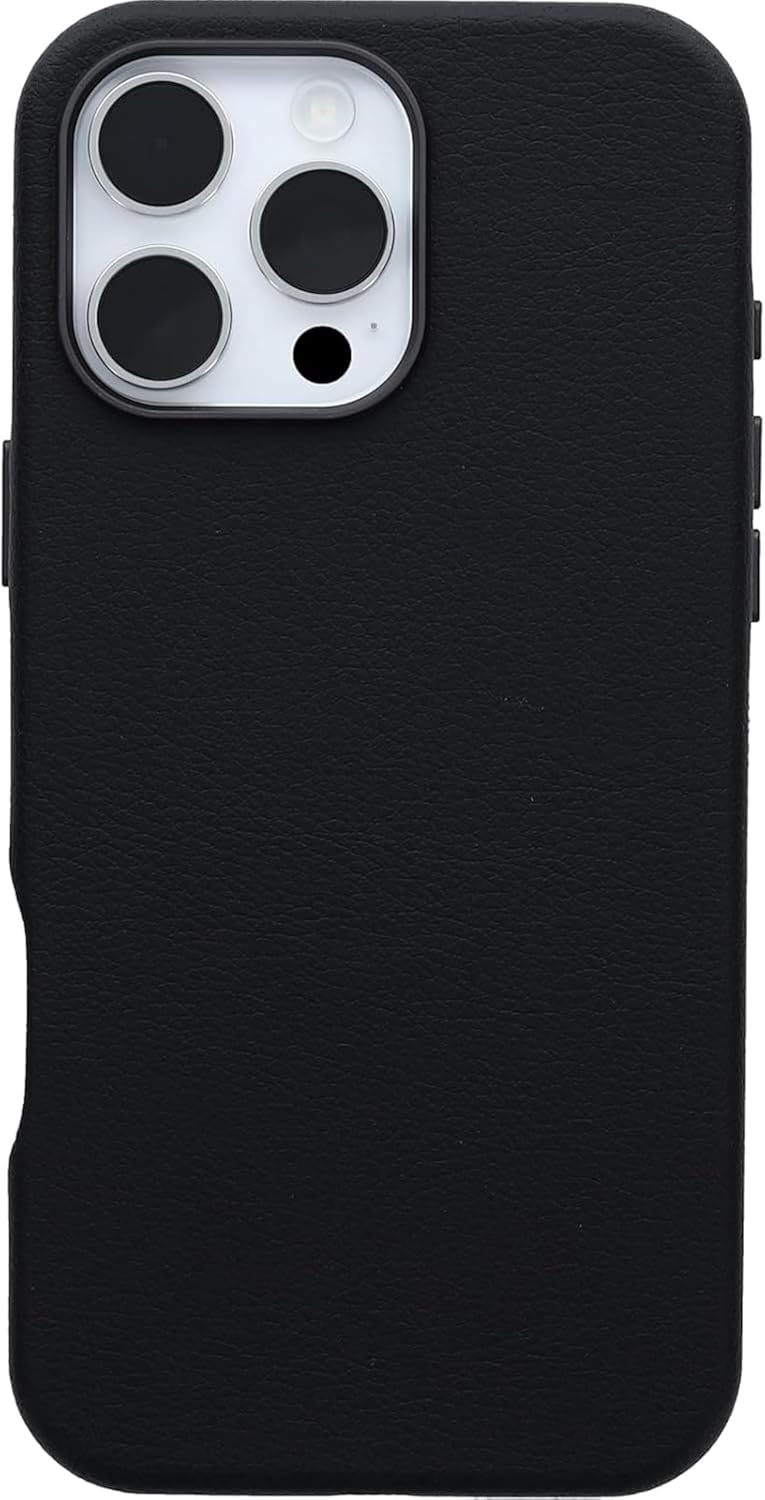 OtterBox Symmetry Series Cactus Leather Case for iPhone 16 Pro Max - Magsafe Compatible - Cleaning Cloth Included - Non Retail Packaging - Noir Ash Black