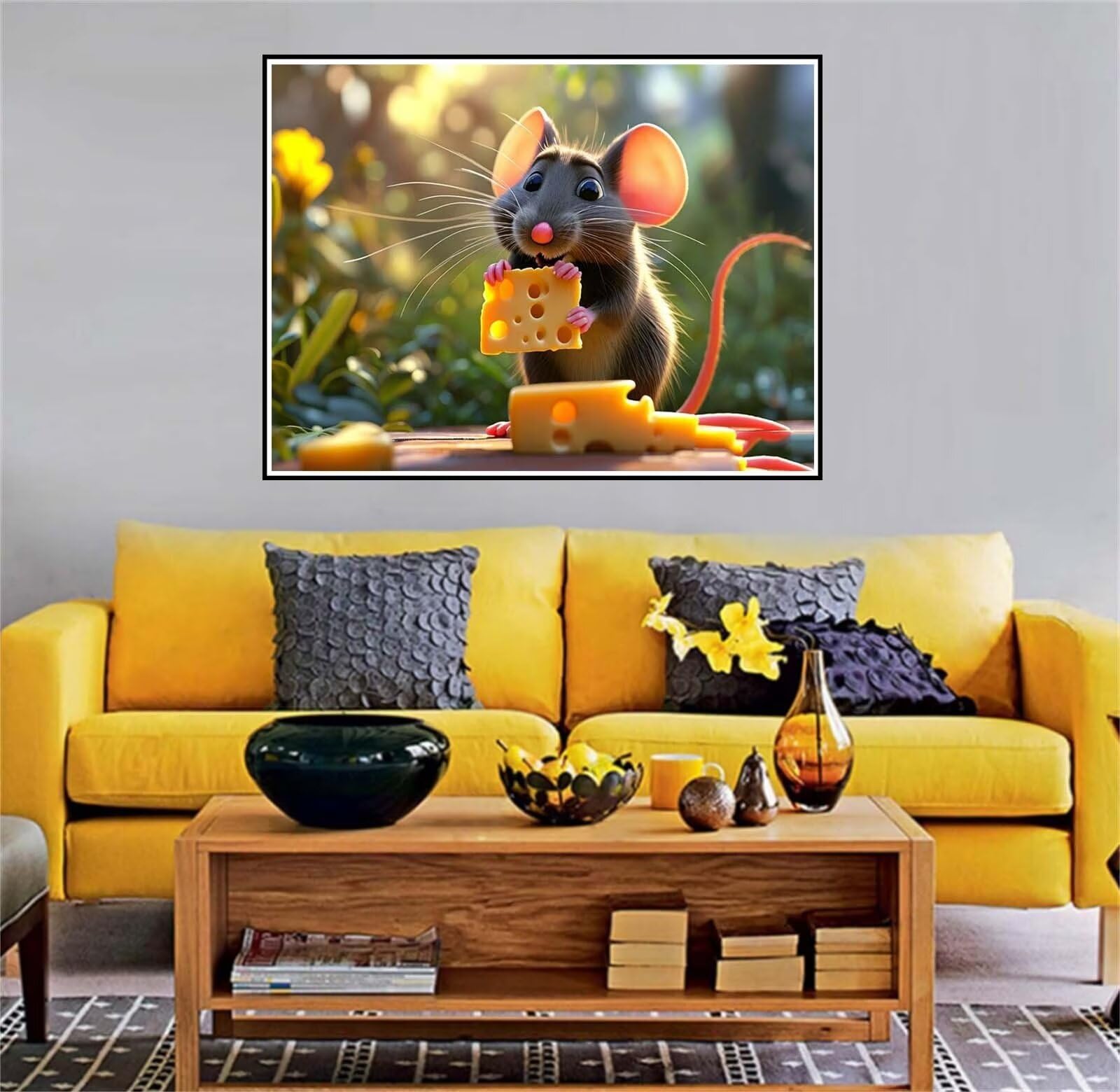 Malen Nach Zahlen Erwachsene Maus,Paint by Numbers Tier Malen Nach Zahlen Anfänger,DIY Handgemalt Ölgemälde Leinwand Kits,mit 3-Pinseln und Acrylfarbe,Kein Rahmen,Geschenk Mädchen 100x150cm WS-457